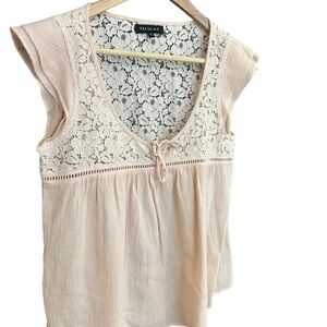 Talula S pastel Pink lace Embellished Tie Front baby doll in EUC condition